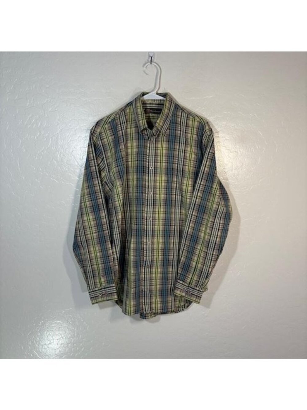 Tonino Lamborghini Shirt Mens Large Multicolor Plaid Long Sleeve Button Up